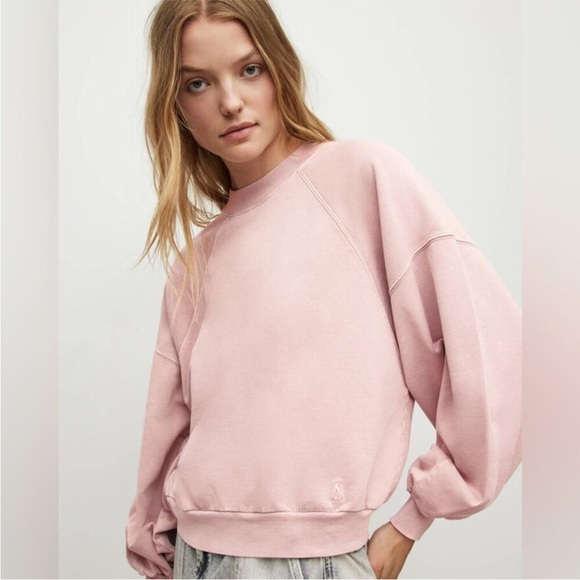 All Saints Relaxed Cropped Lilac-Pink Sweatshirt - Picture 5 of 13
